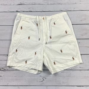 Polo Ralph Lauren Shorts Mens Medium Beige All Over Pony Chino Stretch NWOT